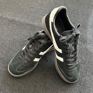 Gola Black Suede Sneakers with White Side Stripes